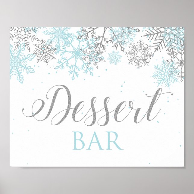 Póster Winter Onederland Dessert Bar Rótulo Blue Snowflak (Frente)