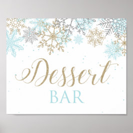 Póster Winter Onederland Dessert Bar Rótulo Blue Snowflak
