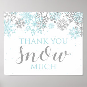 Póster Winter Onederland Gracias Copo de Nieve de plata a