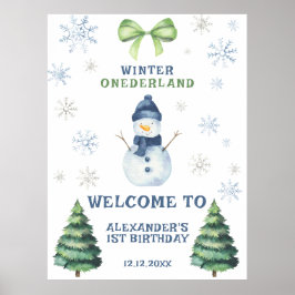 Póster Winter Onederland Snowman 1er cumpleaños