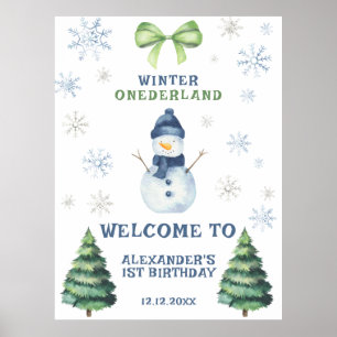 Póster Winter Onederland Snowman 1er cumpleaños