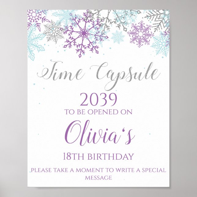 Póster Winter ONEderland Time Capsule Rótulo Purple Silve (Frente)