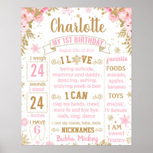 Póster Winter Onederland Wonderland Birthday board