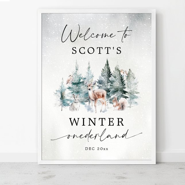 Póster Winter ONEderland Woodland 1st Birthday Welcome (Subido por el creador)