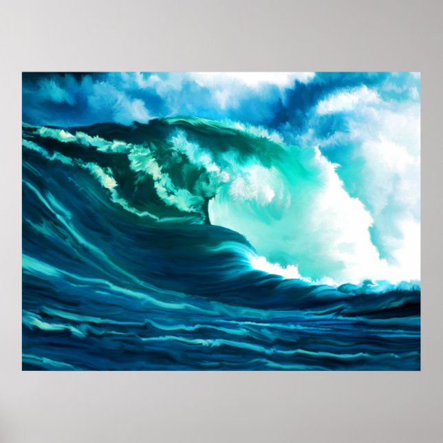Póster Winter Pacific Surf Oil Painting (Frente)