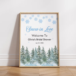 Póster Winter Pine Snow in Love Snowflakes Bridal Shower 