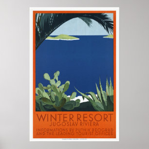 Póster Winter Resort Yugoslavia Jugoslav Riviera Vintage