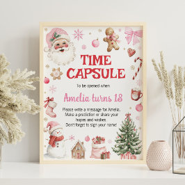 Póster Winter Retro Christmas Birthday Time Capsule Sign