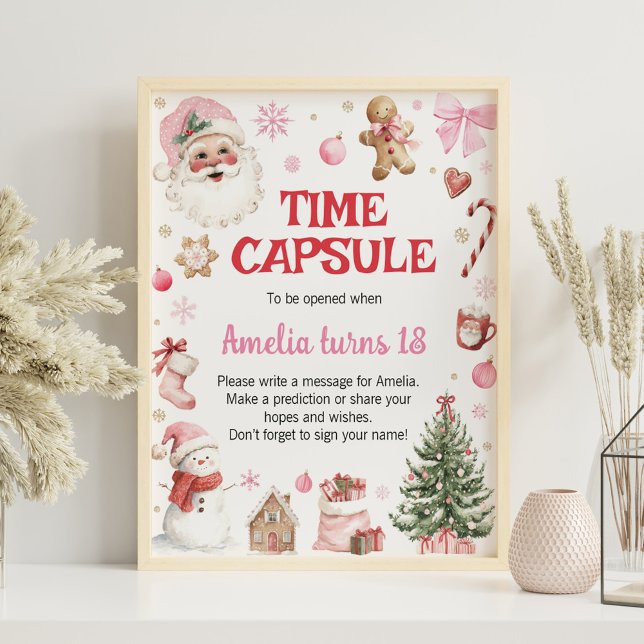 Póster Winter Retro Christmas Birthday Time Capsule Sign (Subido por el creador)