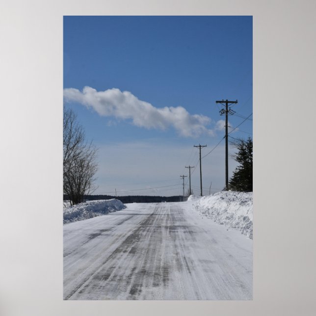 Póster Winter Road Scenery QC, Canadá (Frente)