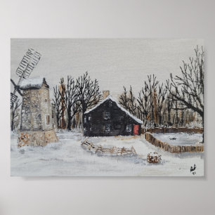 Póster Winter Salt Box Home