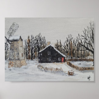 Póster Winter Salt Box Home