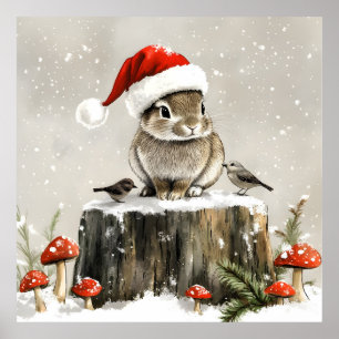 Póster Winter Santa Bunny Wonderland