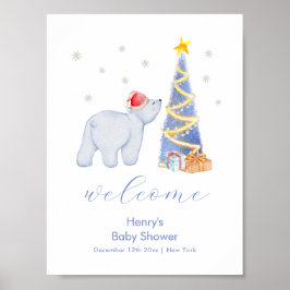 Póster Winter Santa Polar Bear Baby Shower Welcome 