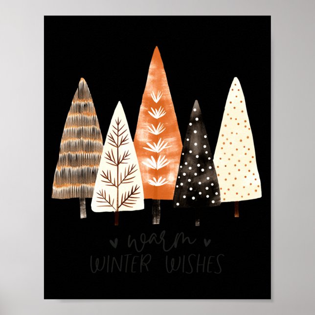 Póster Winter Season Simple Ne Trees  (Frente)