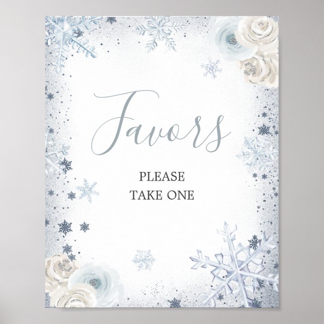 Póster Winter Snowflake Bridal Shower Favor (Frente)