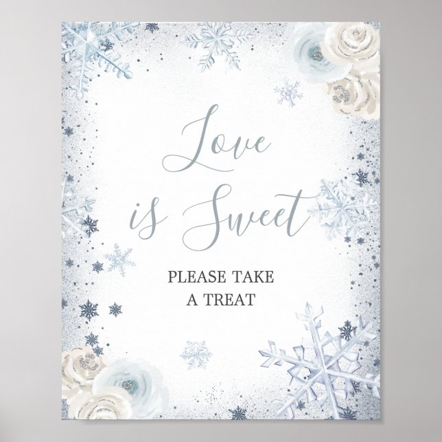 Póster Winter Snowflake Bridal Shower Love is Sweet (Frente)