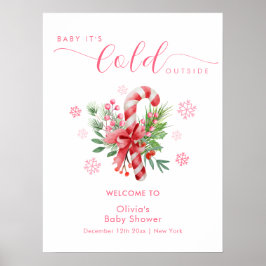 Póster Winter Snowflake Festive Candy Baby Shower Welcome