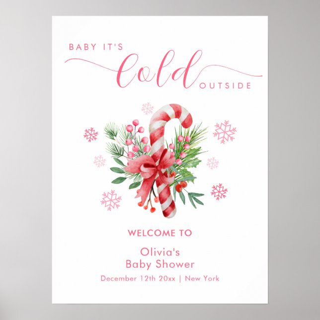 Póster Winter Snowflake Festive Candy Baby Shower Welcome (Frente)