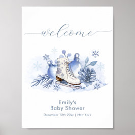 Póster Winter Snowflake Ice Skate Baby Shower Welcome