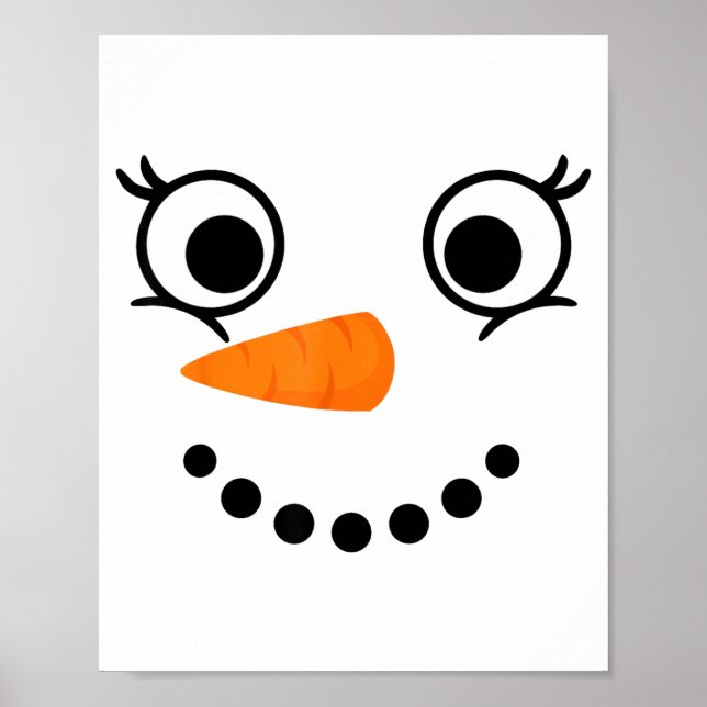 Póster Winter Snowman Face Eyelashes Christmas Xmas Fun D (Frente)
