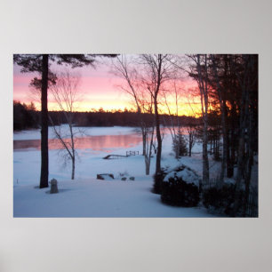Póster Winter Sunrise se refleja fuera del lago