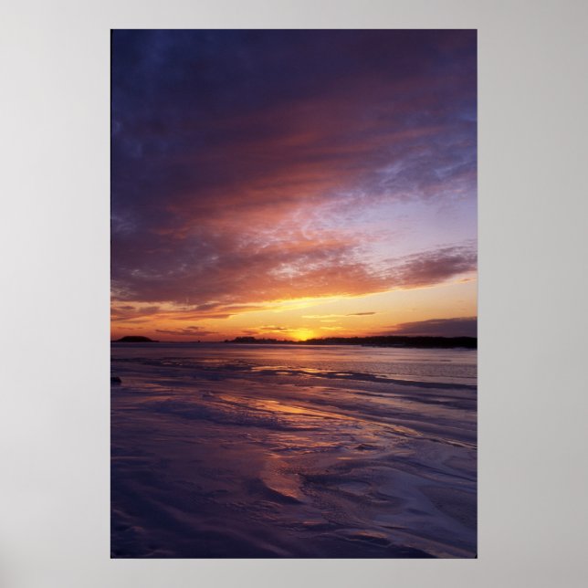 Póster Winter Sunset, Bluff Point State Park Connecticut (Frente)