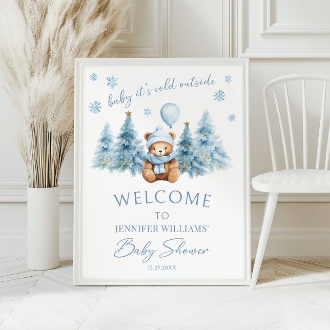 Póster Winter Teddy Bear Baby Shower Welcome Sign Poster (Subido por el creador)