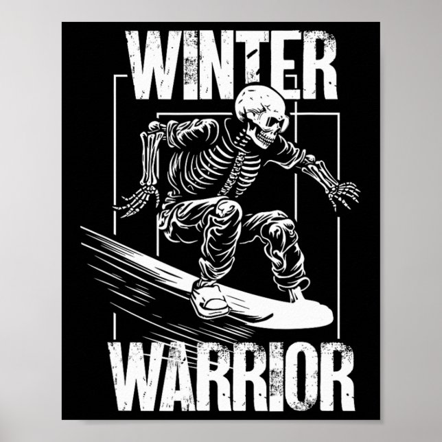 Póster Winter Warrior Snowboarding Skeleton Snowboarder (Frente)