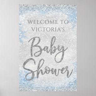 Póster Winter Wonderland Baby Shower Welcome Sign
