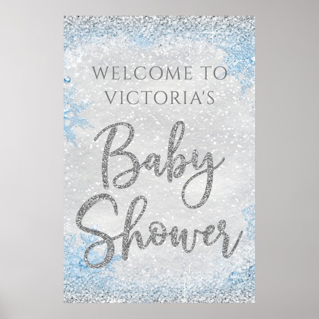 Póster Winter Wonderland Baby Shower Welcome Sign (Frente)