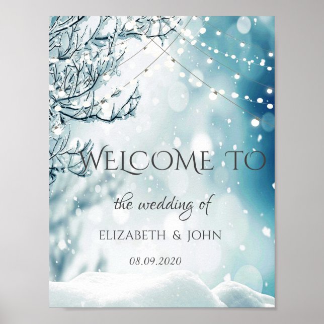 Póster Winter Wonderland, Boda de String Lights (Frente)