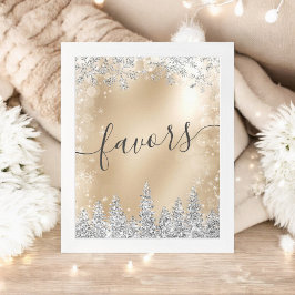 Póster Winter Wonderland Gold Silver Bridal Shower Favor