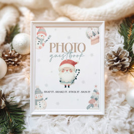 Póster Winter Wonderland Guest Book Table Rótulo