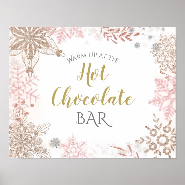 Póster Winter Wonderland Hot Chocolate Pink Gold Poster (Frente)