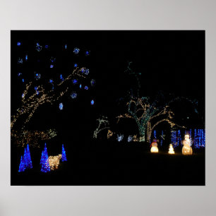 Póster Winter Wonderland ilumina vacaciones azules y blan