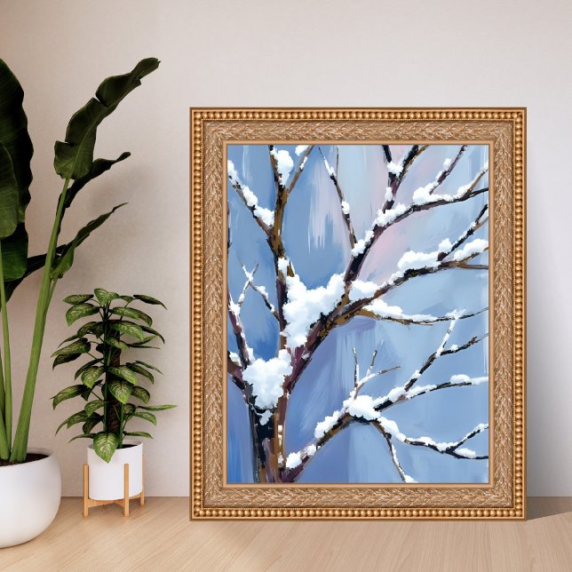 Póster Winter Wonderland Snowy Tree Branches Painted (Subido por el creador)