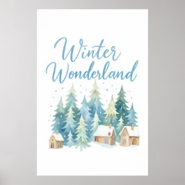 Póster Winter Wonderland Snowy Village 