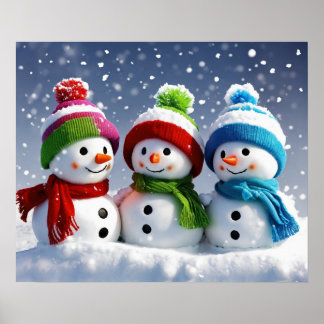 Póster Winter Wonderland Trio Poster de hombres de nieve 