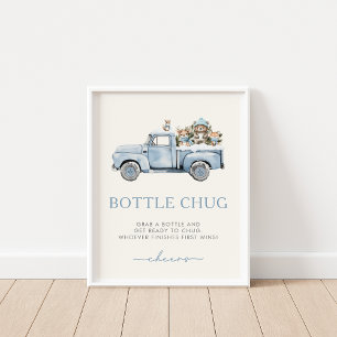 Póster Winter Woodland Animals Bottle Chug Game Rótulo