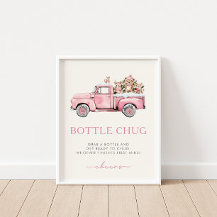Póster Winter Woodland Animals Bottle Chug Game Rótulo