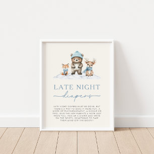 Póster Winter Woodland Animals Late Night Diapers Game
