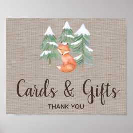 Póster Winter Woodland Fox Cards and Gifts Rótulo
