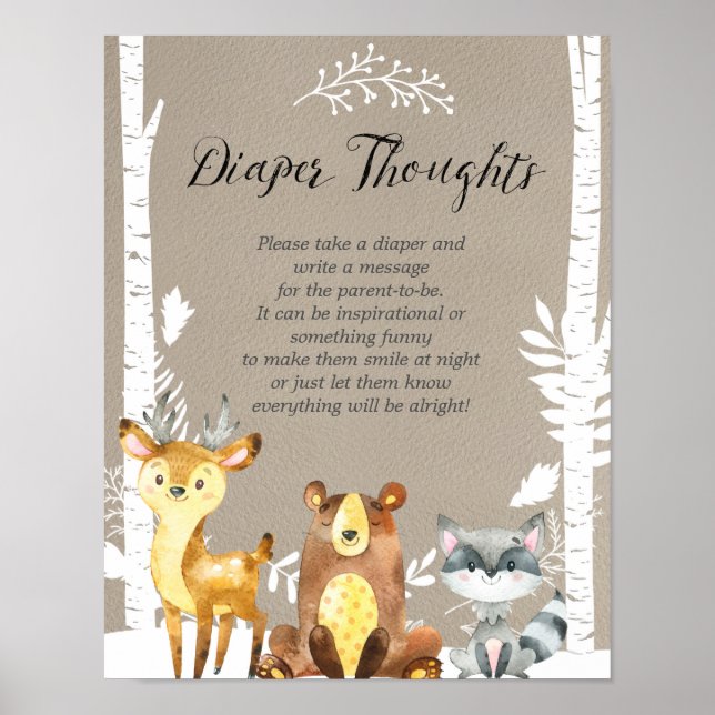 Póster Winter Woodland Tarde Noche Diapers (Frente)