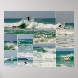Póster Wipeout de Fistral que practica surf Newquay