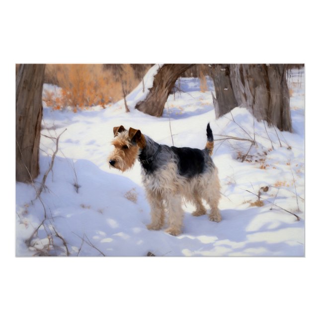 Póster Wire Fox Terrier Deja que nieve Navidad  (Anverso)