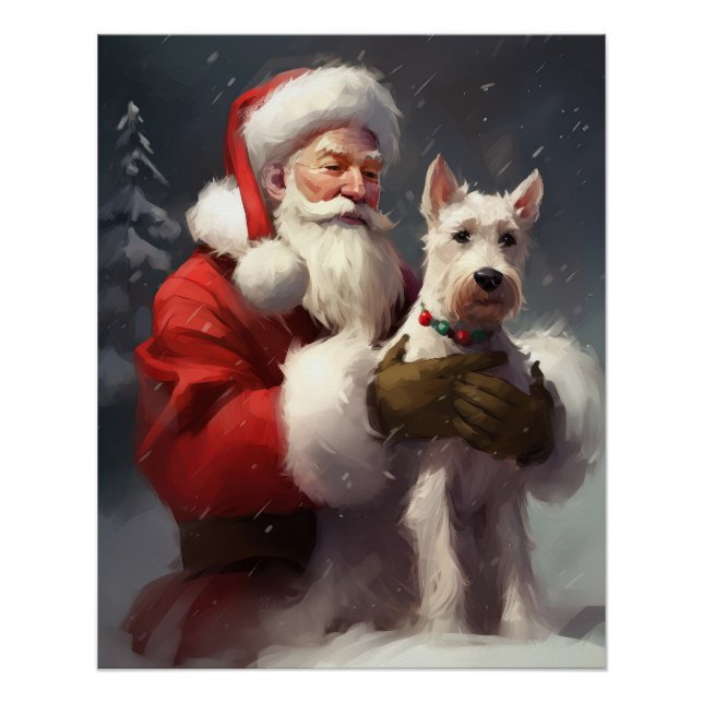 Póster Wire Fox Terrier Papá Noel Navideño (Anverso)