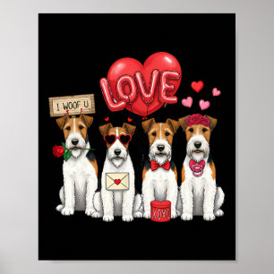 Póster Wire Fox Terrier te quiero arcos singles corazón v