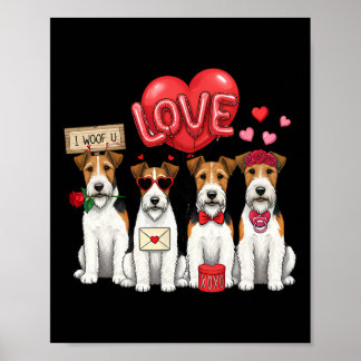 Póster Wire Fox Terrier te quiero arcos singles corazón v