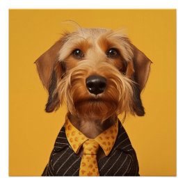 Póster Wire Haired Dachshung Yellow